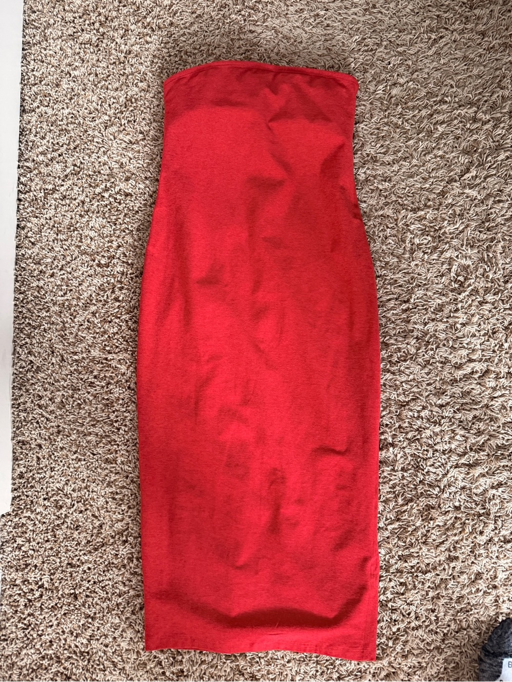 Beyond Yoga Strapless Red Midi Bodycon Dress XS